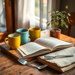 Assorted Objects on a Wooden Table – free AI stock image