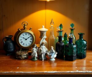 Assorted Vintage Objects on Wooden Table – free AI stock image