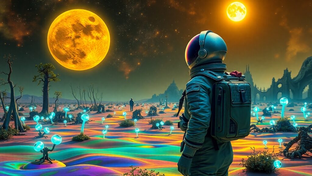 Astronaut’s Solitude on Distant Planet – free AI stock image