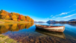 Autumn Reflections in Mountain Lake – free AI stock image