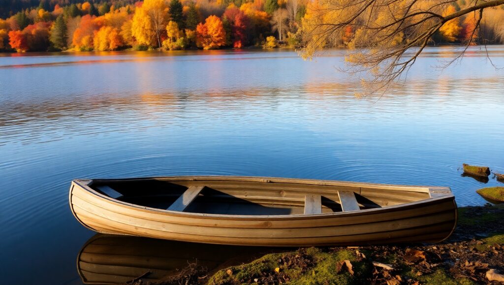 Autumn Serenity at the Lake – free AI stock image