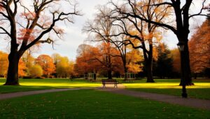 Autumn Serenity in a City Park – free AI stock image