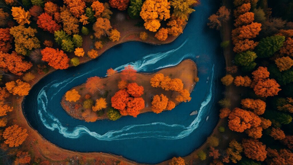 Autumn Serenity Overhead View – free AI stock image