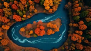 Autumn Serenity Overhead View – free AI stock image