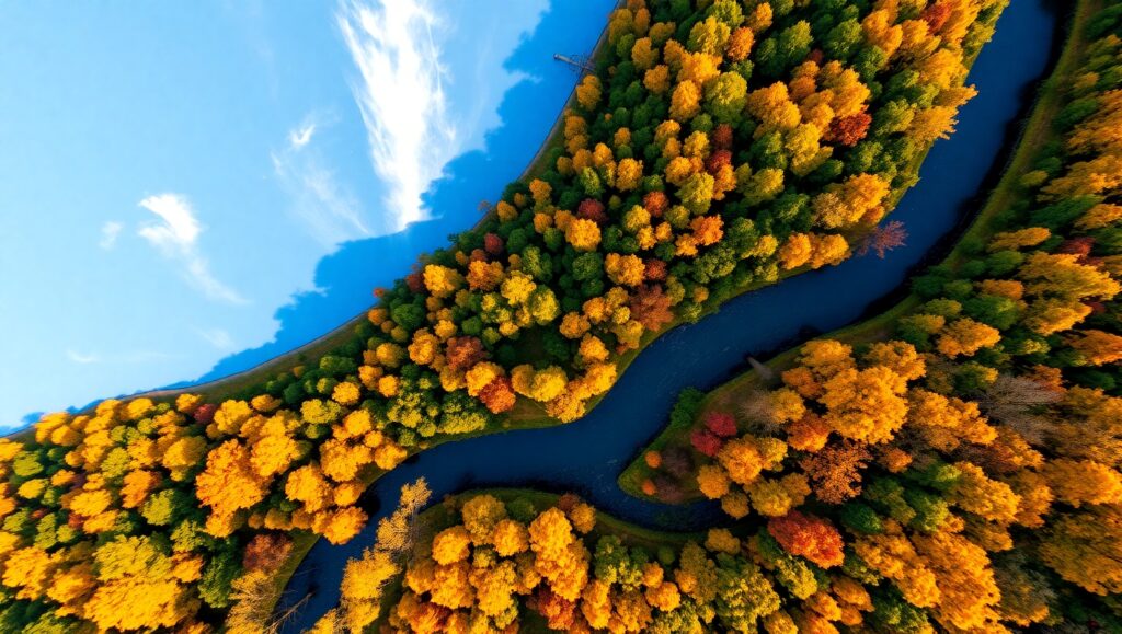 Autumn Serenity Overhead View – free AI stock image