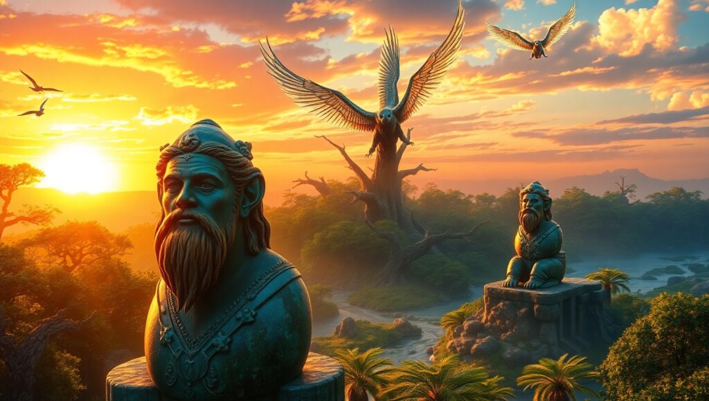 Awakening of Bronze Statues – free AI stock image