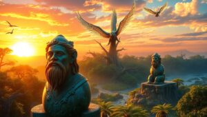 Awakening of Bronze Statues – free AI stock image