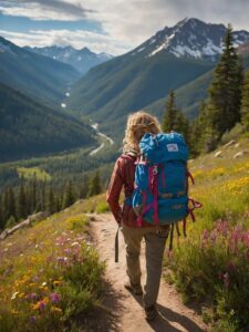 Backpacking Adventure Through Lush Green Valleys – free AI stock image