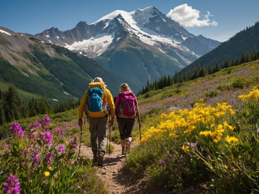 Backpacking Through Lush Mountain Trails – free AI stock image