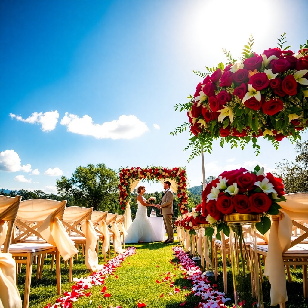 A Beautiful Outdoor Wedding Ceremony Setting – free AI stock image