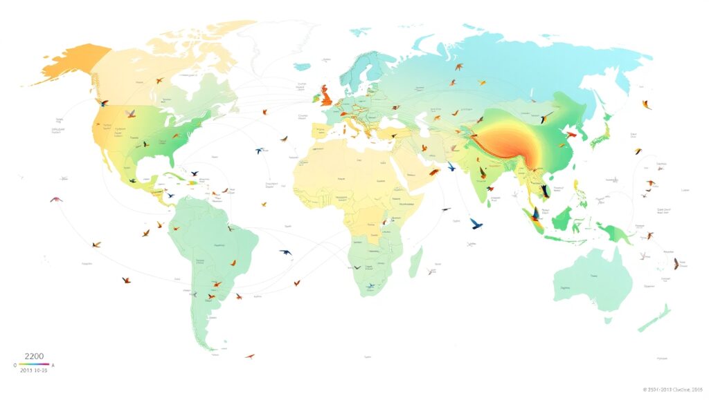 Bird Migration Patterns Visualization – free AI stock image
