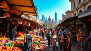 Bird’s Eye View of Market Life – free AI stock image