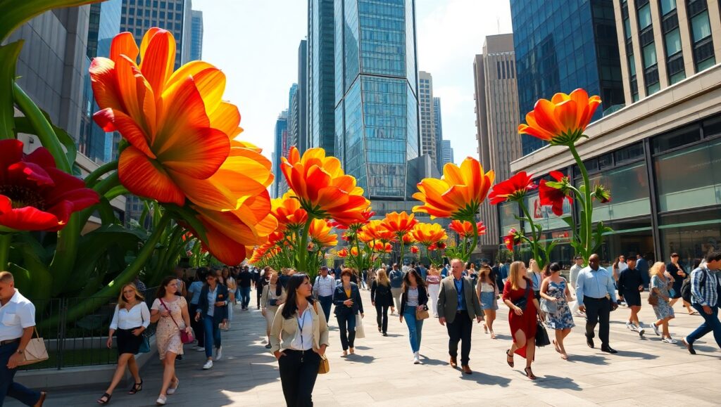 Blooming City in Motion – free AI stock image