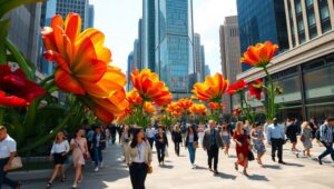 Blooming City in Motion – free AI stock image