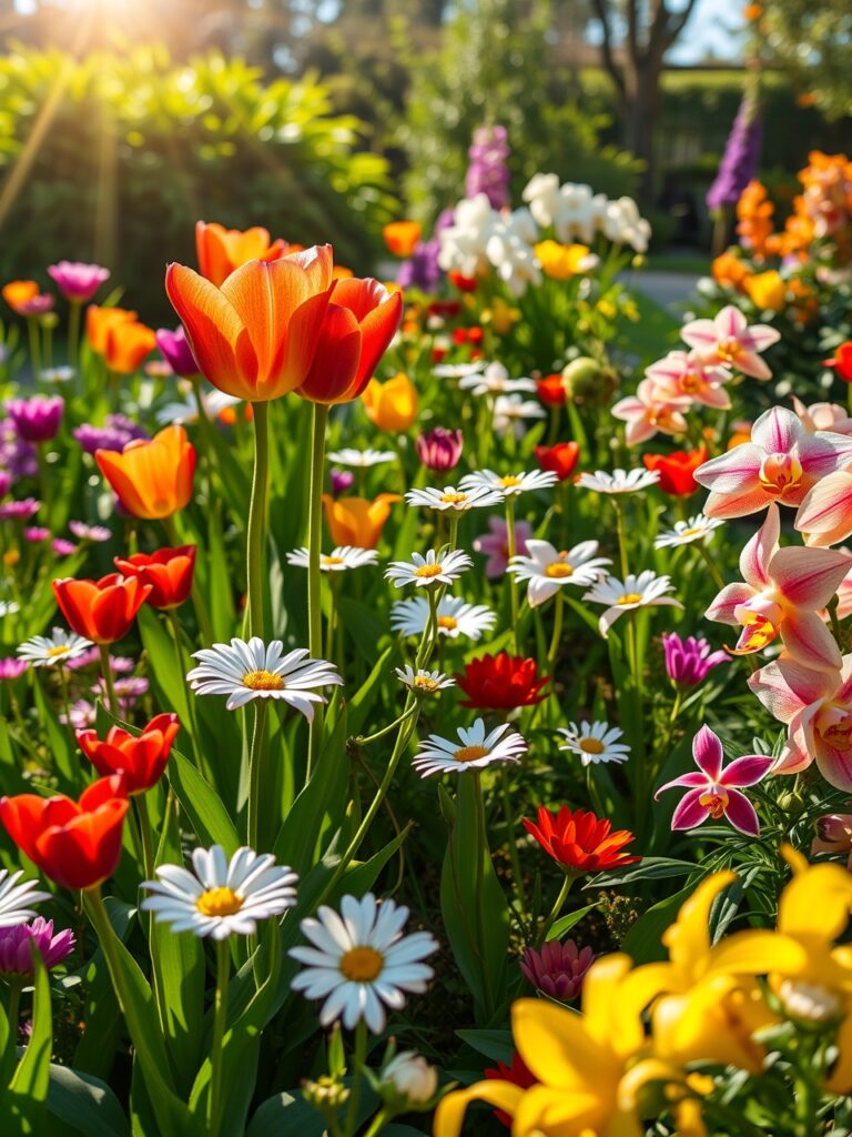 Blooming Garden of Colorful Flowers – free AI stock image