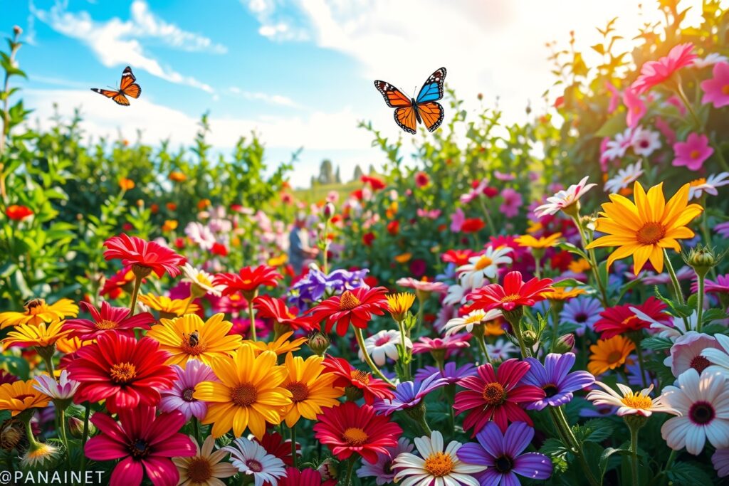 Blooming Garden of Vibrant Flowers – free AI stock image