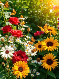 Blooming Garden Under the Afternoon Sun – free AI stock image