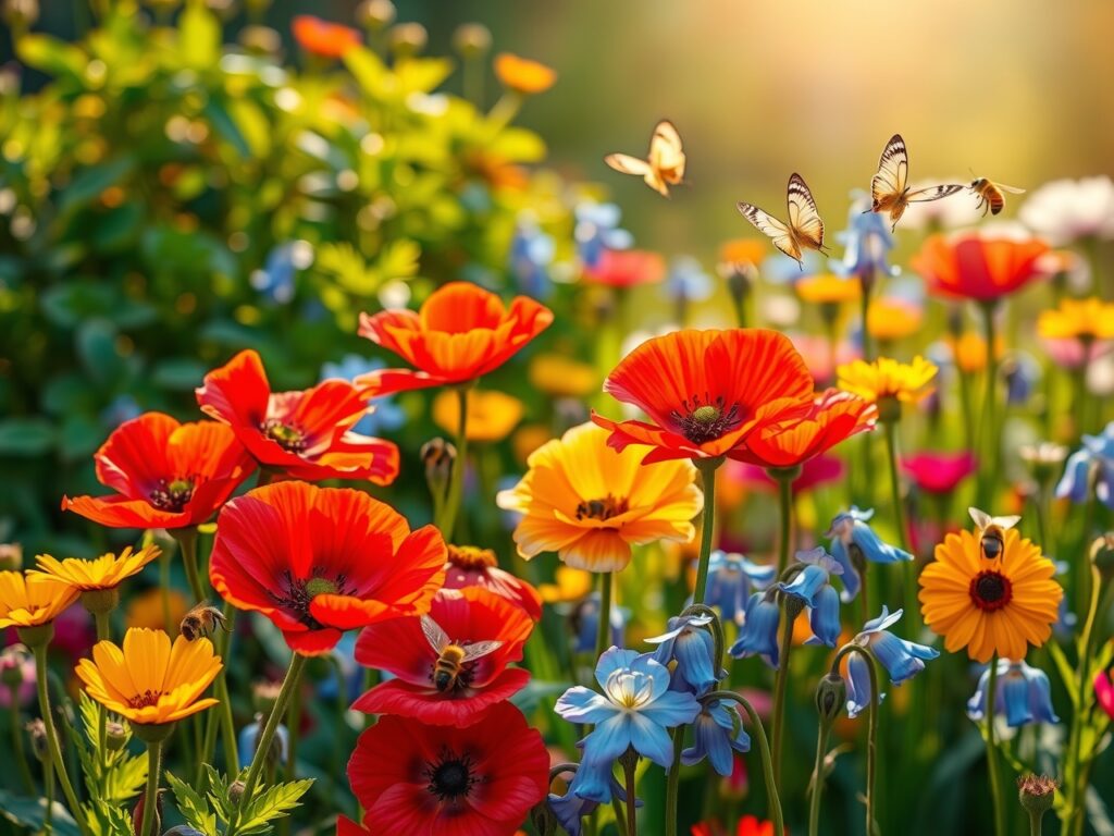 Blooming Garden with Colorful Flowers – free AI stock image