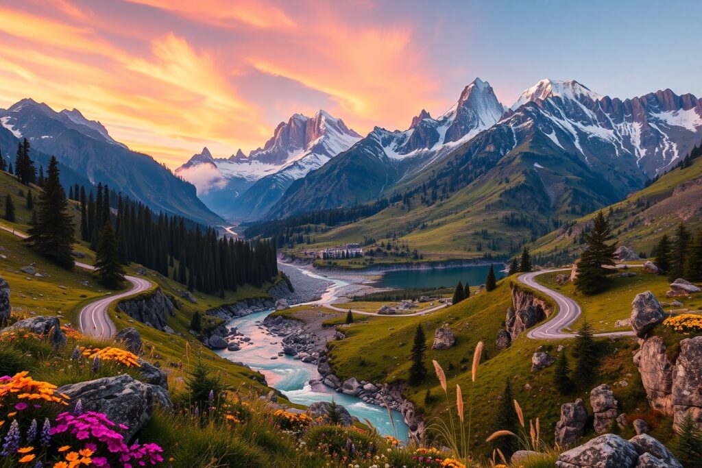 Breathtaking Landscape of Distant Mountains – free AI stock image