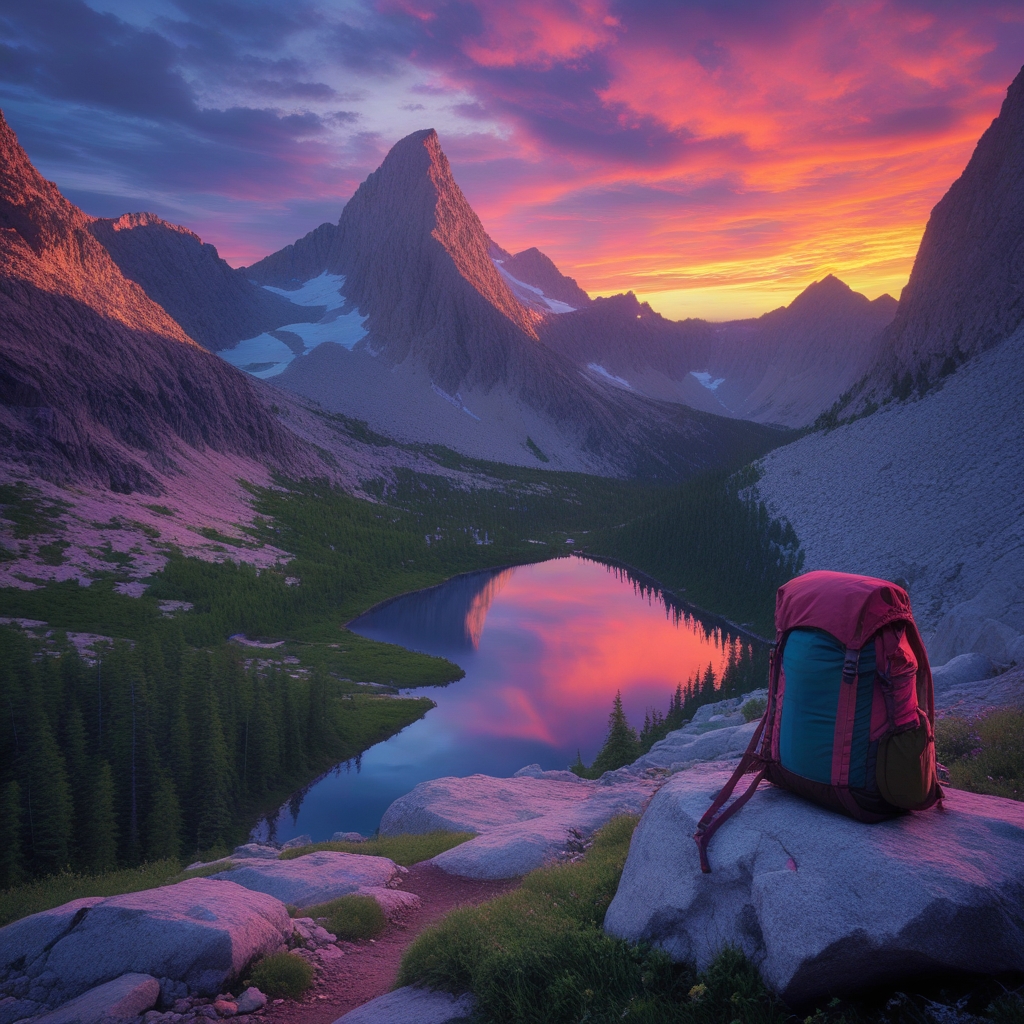 Breathtaking Mountain Landscape for Backpacking Adventure – free AI stock image