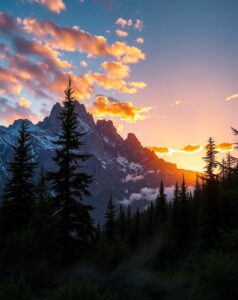 Breathtaking Mountain View at Sunrise – free AI stock image