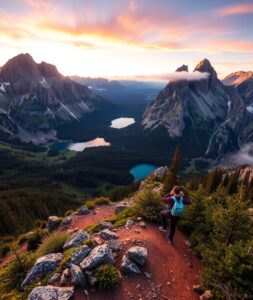 Breathtaking Mountain View from a Scenic Trail – free AI stock image