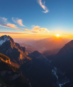 Breathtaking Sunrise Over Mountain Peak – free AI stock image