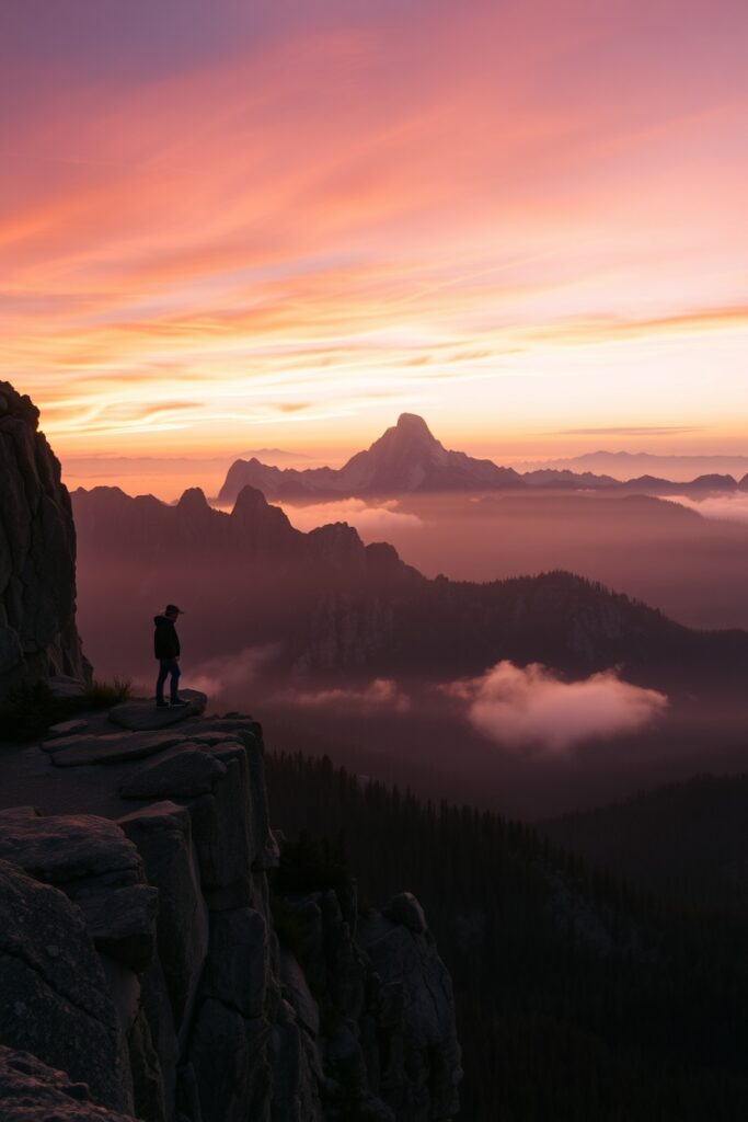 Breathtaking Sunrise Over Mountain Peaks – free AI stock image