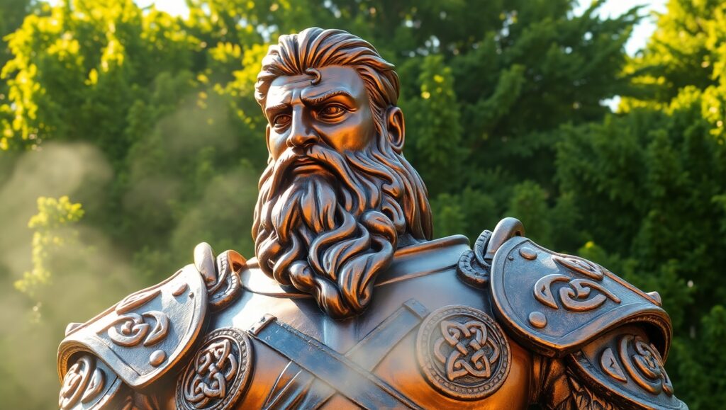 Bronze Warrior in Nature – free AI stock image