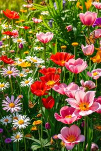 A Burst of Colorful Spring Flowers – free AI stock image