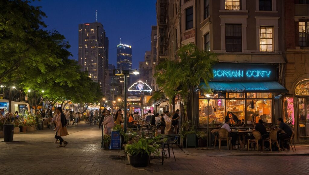 Bustling City Streets at Dusk – free AI stock image