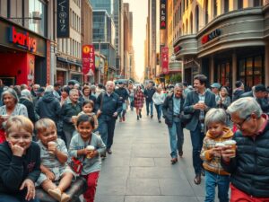 Busy City Street Filled with Diverse People – free AI stock image