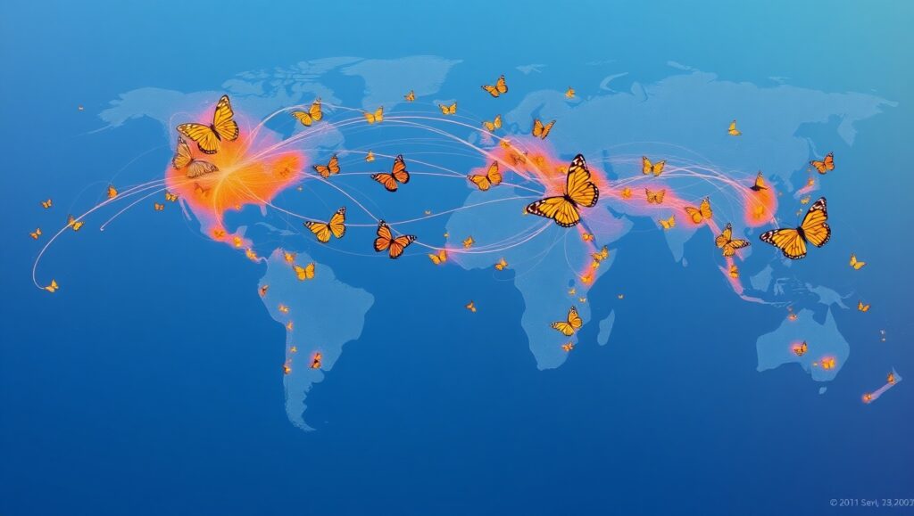 Butterfly Migration: A Data Journey – free AI stock image