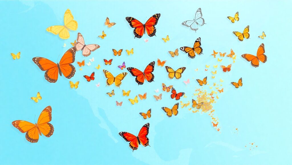 Butterfly Migration Data Visualization – free AI stock image