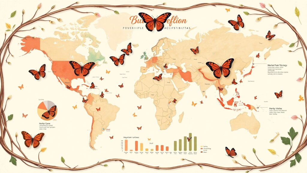 Butterfly Migration Patterns Visualized – free AI stock image