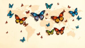 Butterfly Migration Visualization – free AI stock image