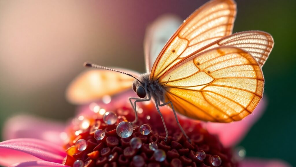 Butterfly’s Morning Embrace – free AI stock image
