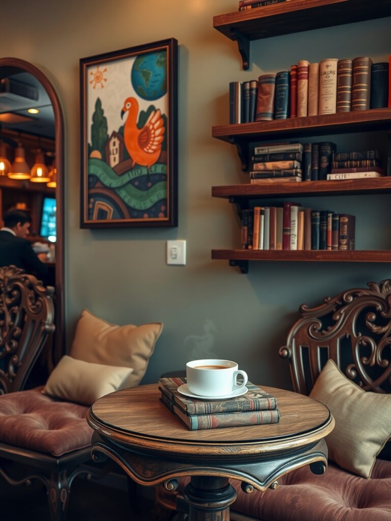 Café Lifestyle with Books and Coffee – free AI stock image