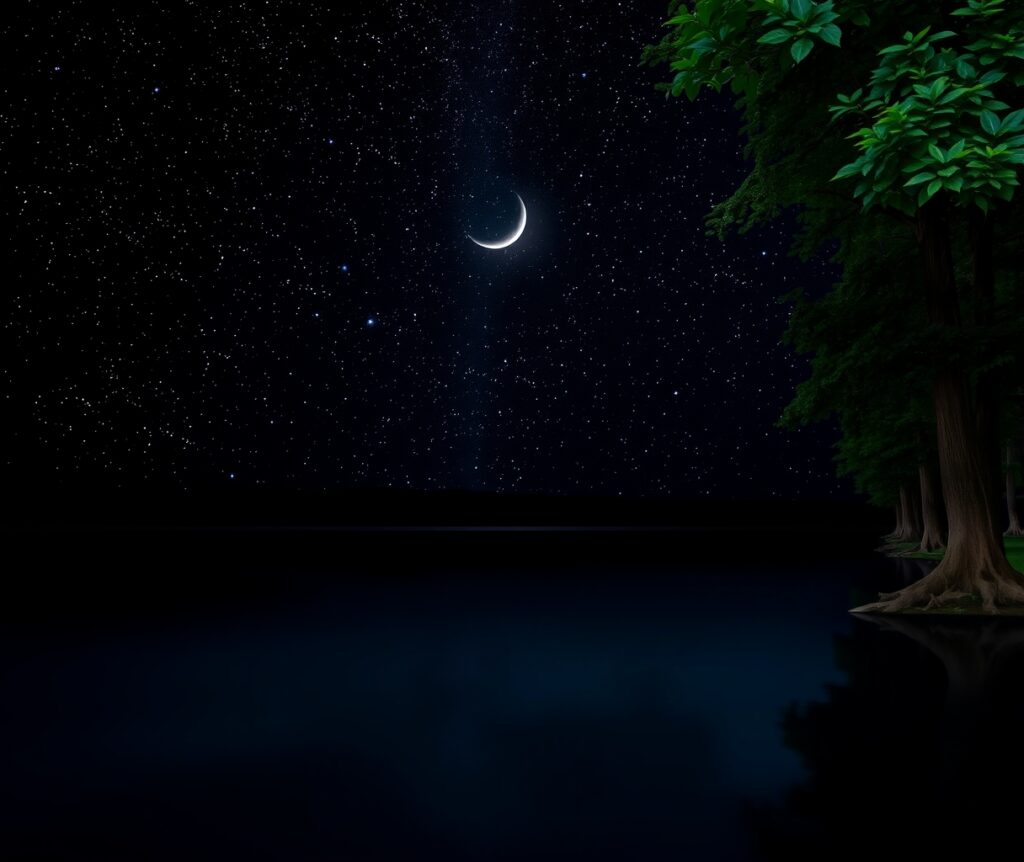 Calm Lake Reflecting a Starry Night – free AI stock image