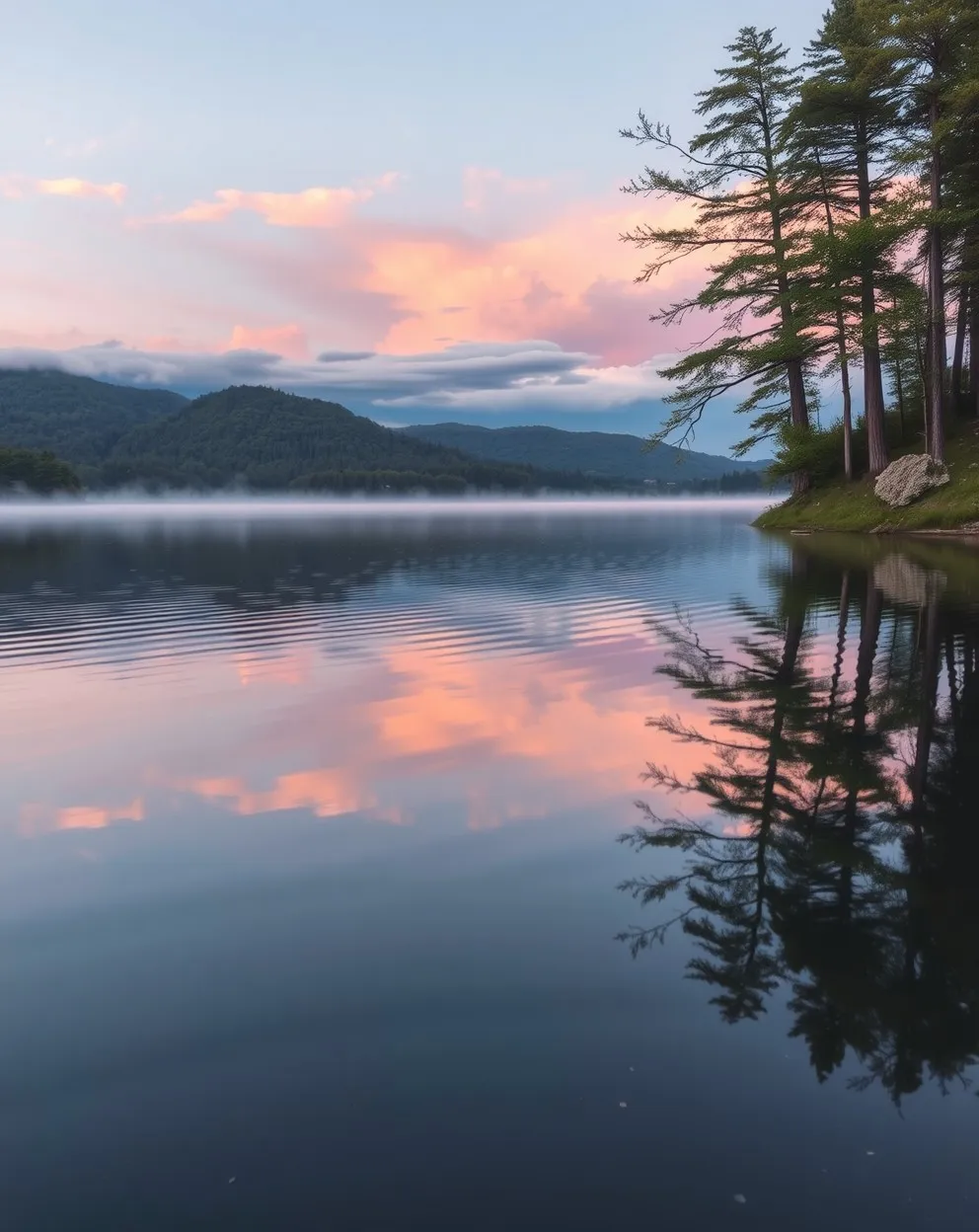 Calm Lake Reflecting Dawn’s Light