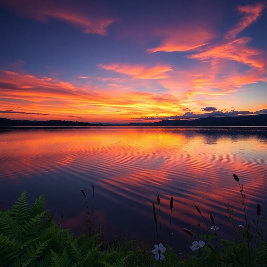 Calm Lake Reflecting Twilight Skies – free AI stock image