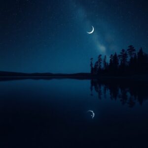 Calm Lake Under a Starry Night Sky – free AI stock image