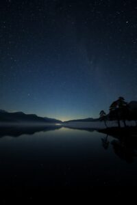 Calm Lake Under a Starry Reflection – free AI stock image