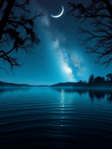 Calm Lake Under a Starry Sky – free AI stock image