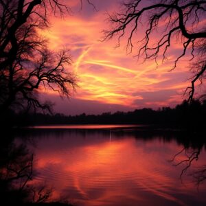 Calm Lake Under a Twilight Sky – free AI stock image