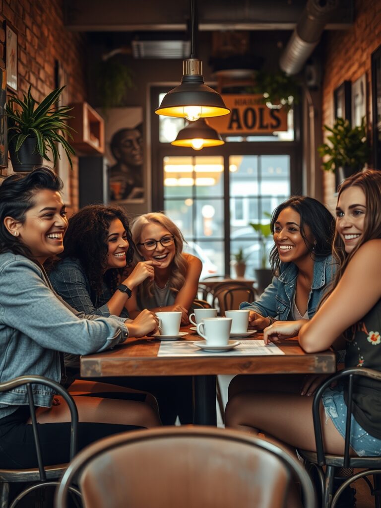 Candid Moments of Friends in a Café – free AI stock image