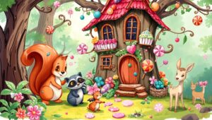 Candy Tree House Adventure – free AI stock image