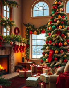 Celebratory Winter Holidays with Festive Decor – free AI stock image