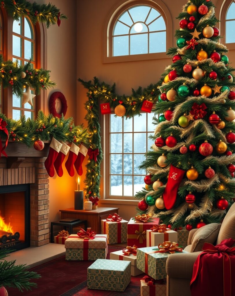 Celebratory Winter Holidays with Festive Decor – free AI stock image