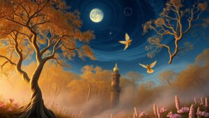 Celestial Bronze Forest Dance – free AI stock image